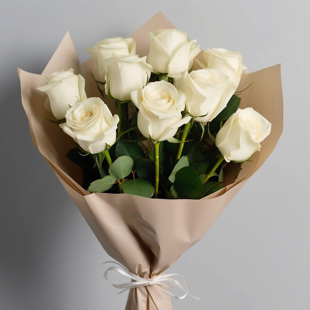 Букет 9 Белых роз Эдлесс Лав в Черлаке