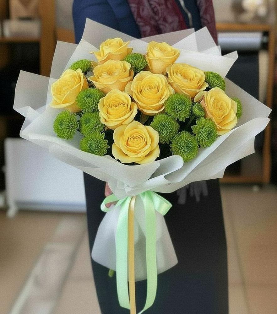 Букет цветов из: Хризантемы и Розы в Черлаке