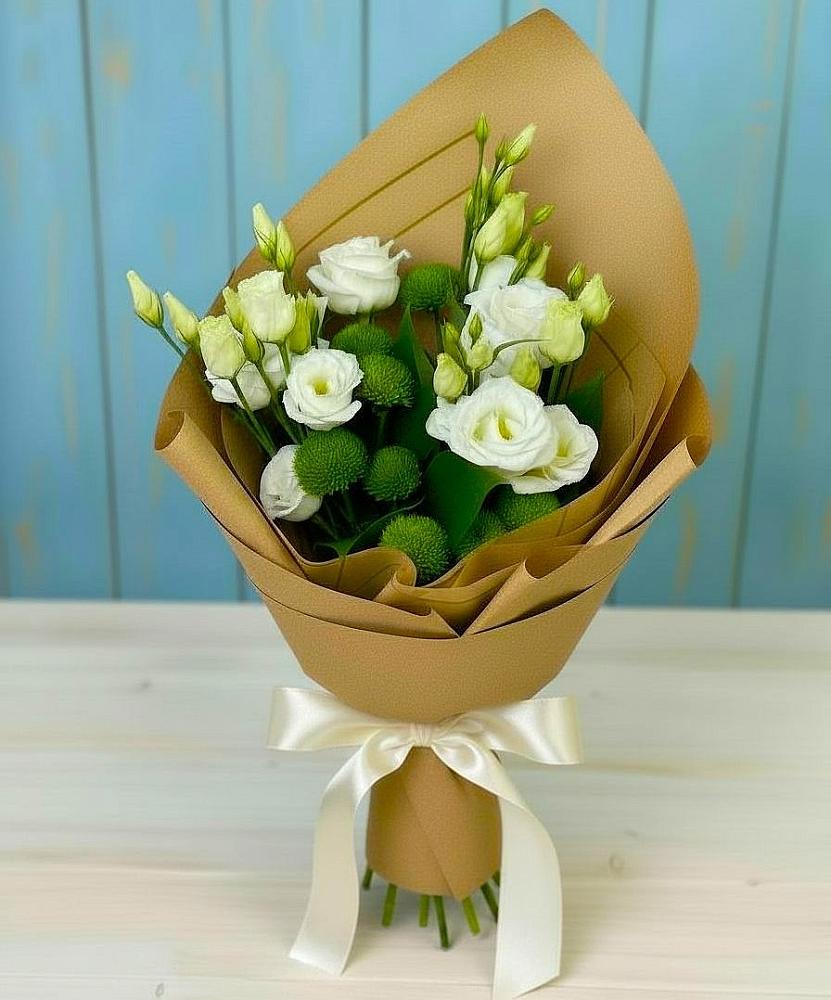 Букет цветов из: Хризантемы и Лизиантусы в Черлаке