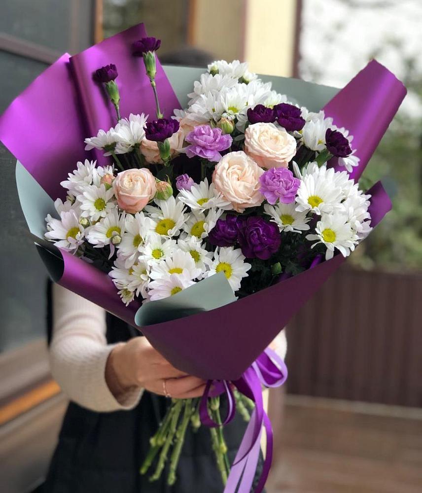 Букет цветов из: Хризантемы, Гвоздики и Розы в Черлаке