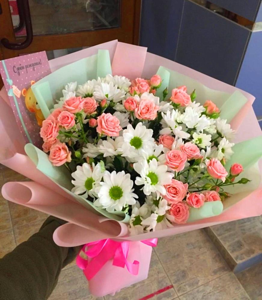 Букет цветов из: Розы и Хризантемы в Черлаке