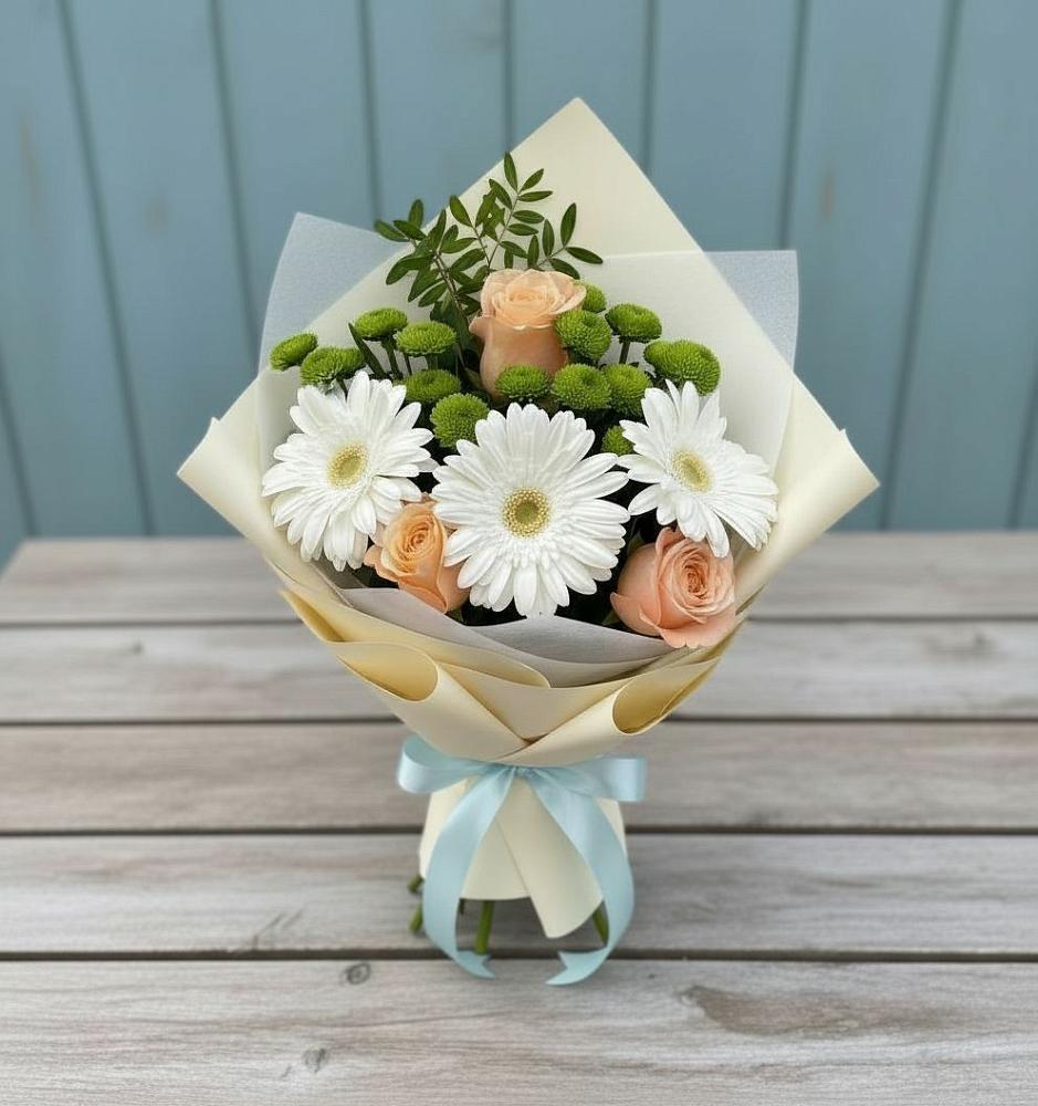 Букет цветов из: Герберы, Розы и Хризантемы в Черлаке