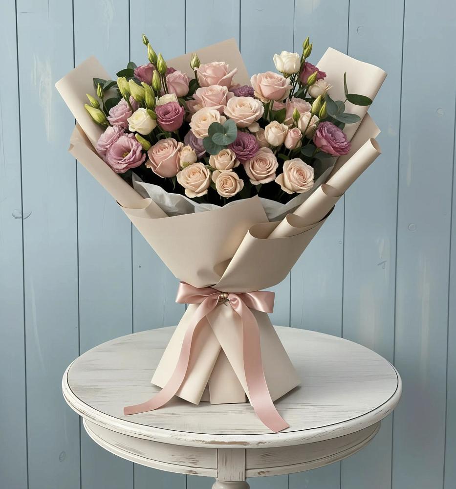 Букет цветов из: Розы и Лизиантусы в Черлаке