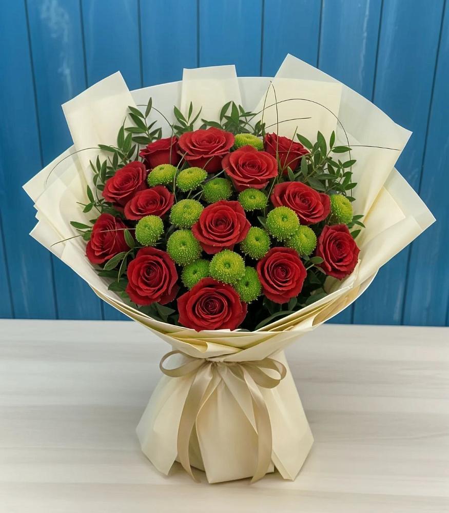 Букет цветов из: Розы и Хризантемы в Черлаке