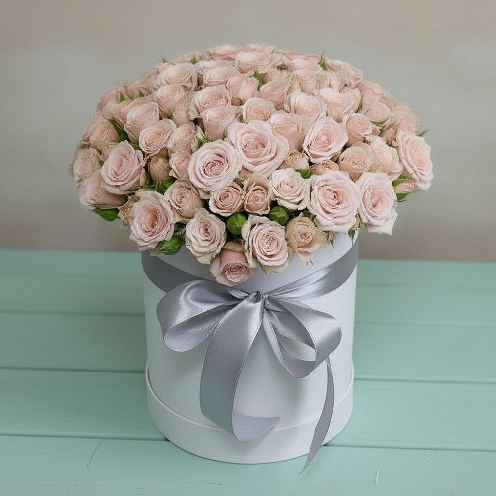 Цветочная композиция из Розы в шляпной коробке в Черлаке